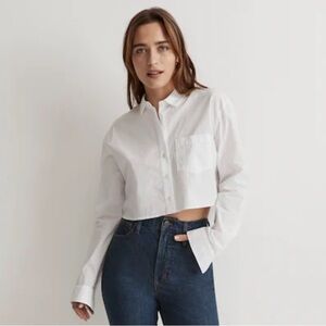 Madewell Poplin White Cropped Shirt